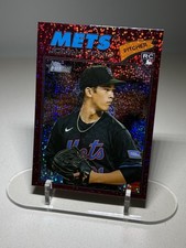 2026 Topps Heritage Jonah Tong #137 Chrome Burgundy Sparkle Refractor RC – Mets
