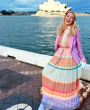 Zimmermann Rainbow Striped Dress Size OP Petite Size 6AU/US2Crepe De Chine Midi