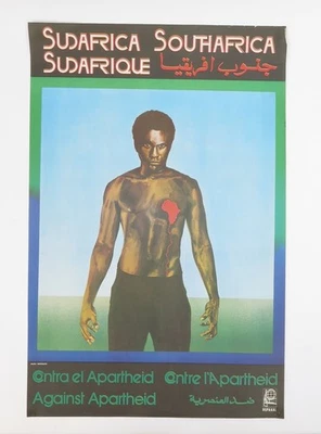 Original 1982 OSPAAAL Poster South Africa "Against Apartheid" diseno / Morante  - Photo 1/4