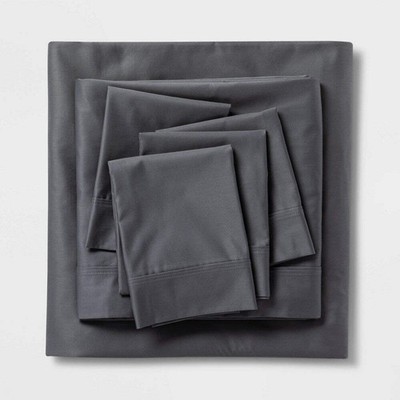 Full 6pc 800 Thread Count Solid Sheet Set Gray - Threshold : Cotton Sateen, Incl