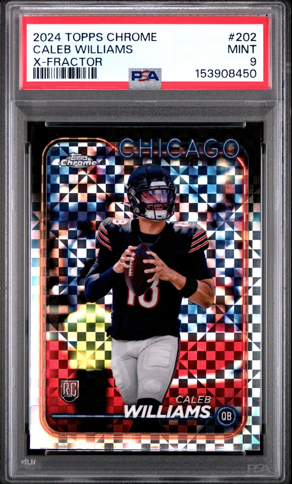 2024 TOPPS CHROME #202 CALEB WILLIAMS X-FRACTOR RC PSA 9