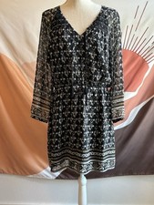 Madewell Black Woodland Long Sleeve Mini Dress in Artisan Floral Size 12