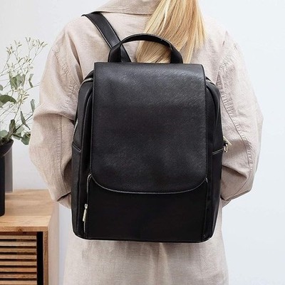 John Lewis Stackers Laptop Backpack Rucksack Damen Kunstleder schwarz 85£