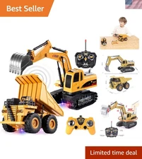 2 PCS Remote Control Construction Vehicle Toy Set, Friction-Powered RC Excava...