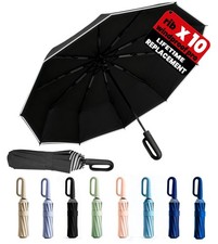 Windproof Travel Umbrella - Portable  Compact with Carabiner, Dual-Rib Struc...
