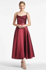 Sachin Babi Bordeaux Burgundy Red Emile Sequin Midi Gown Size 6 725