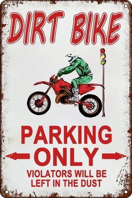 #ad Dirt Bike Sign Vintage Metal Parking Only Aluminum Sign 8x12 Inches $12.99
