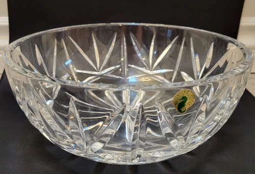 vtg WATERFORD Centerpiece Salad Bowl Vintage Signed Clear Cut Crystal 10"
