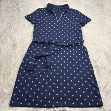 Tommy Hilfiger Women's S Navy Clover All Over Print Polo Shirt Dress Preppy