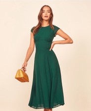 Reformation Green Fit And Flare Dress 4