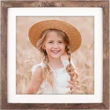 10X10 Picture Frame Wood Display Picture 8X8 with Mat or 10X10 without Mat Distr
