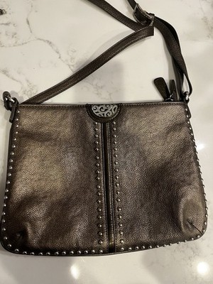 Brighton Pretty Tough Crossbody Pewter Pebbled Leather Serial # E978696 NWOT