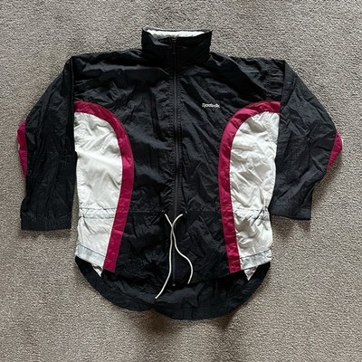 80er Reebok Festival Jacke schwarz & pink Festival Gr. S Damen Windbreaker