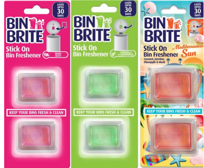 Bin Brite Stick On Erfrischer Geruchsbeseitiger für Mülleimer 4er Pack langlebig