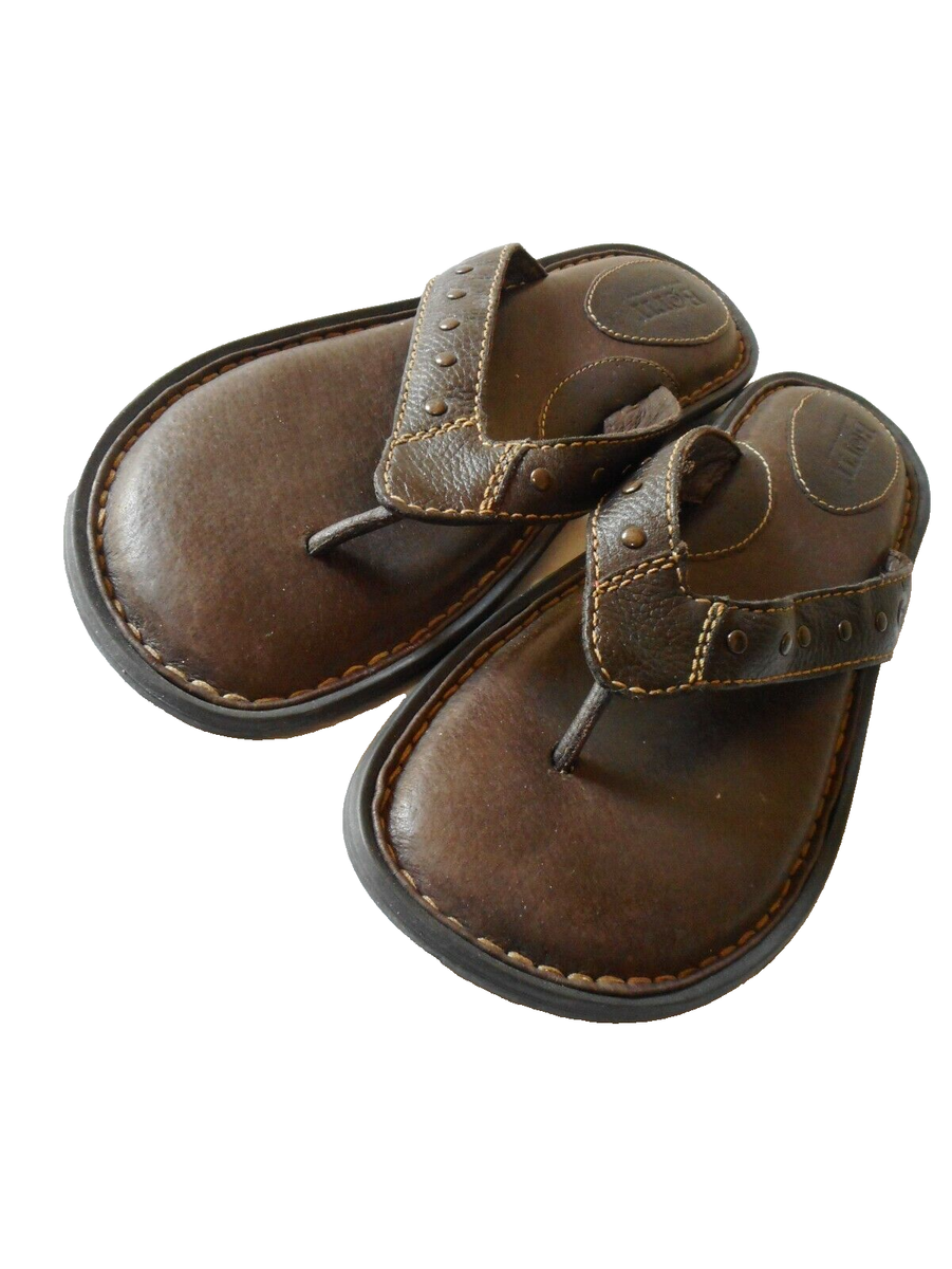 $138 BORN Brown Leather WORN ONCE Flats Sandals Slides Thong Shoes