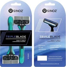 Men's 3-Blade Disposable Razors [6-Pack] Smart Grip Pivoting Head Aloe Strip