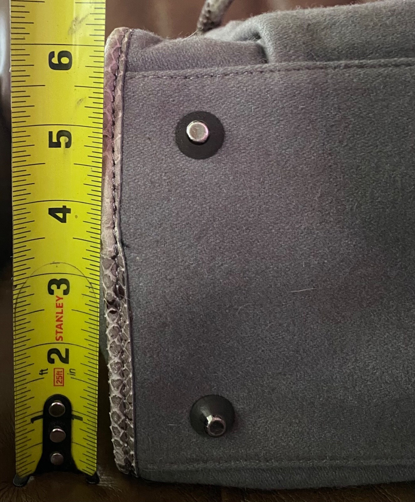 Badgley Mischka Gray Wool Shoulder/ Tote Bag Pyth… - image 12