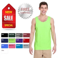 Gildan Adult Heavy Cotton 5.3 oz. Preshrunk Jersey Knit Tank Top G520 XS-3XL
