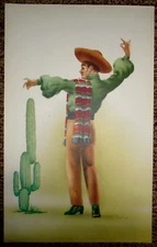 Telo, Mexican/Spanish Man & Cactus, 16"x10" Print 1940s