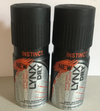 LYNX INSTINCT DRY ACTION 24HR ANTI-PERSPIRANT 150ML x 2 CANS SPRAY UNUSED