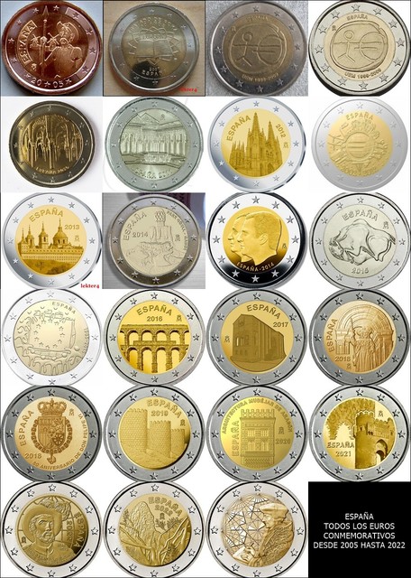 ESPAÑA TODOS LOS 2 EUROS CONMEMORATIVOS DESDE 2005 HASTA 2025
