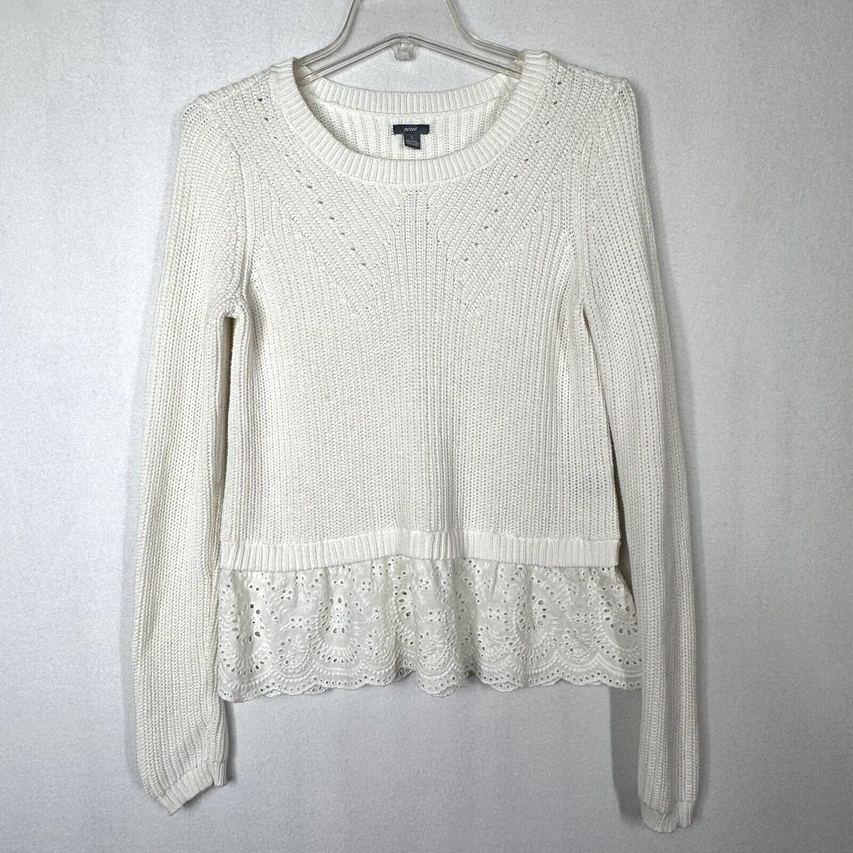 White eyelet sweater cheap