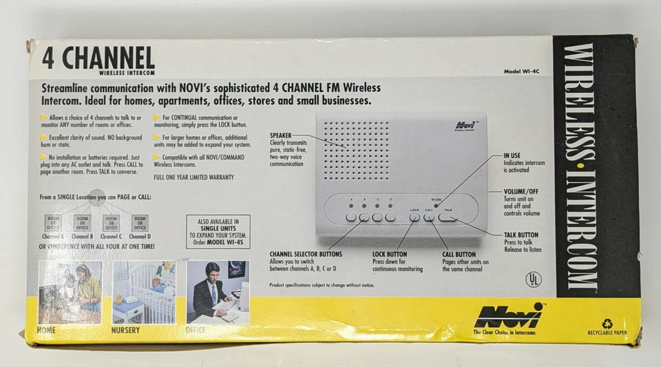 Novi 4 Channels Wireless Intercom Model WI-4C - Brand New In Box - Image 2 of 3
