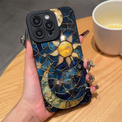 For iPhone 16 Pro Max 15 14 13 12 11 8 7 XR Shockproof Cover Sun Moon Phone Case