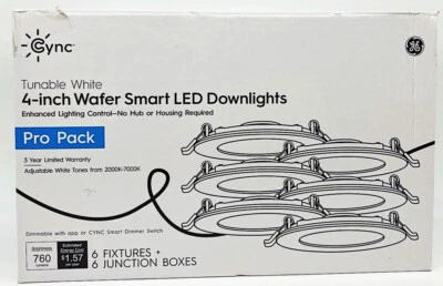 (case of 6) GE Lighting Cync Pro Pack 4 inch wafer Smart LED Downlights,