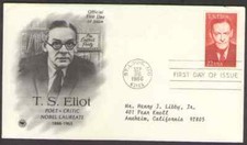US. 2239. 22c. T. S. Eliot (1888-1965) Poet. ArtCraft FDC. MNH. 1986