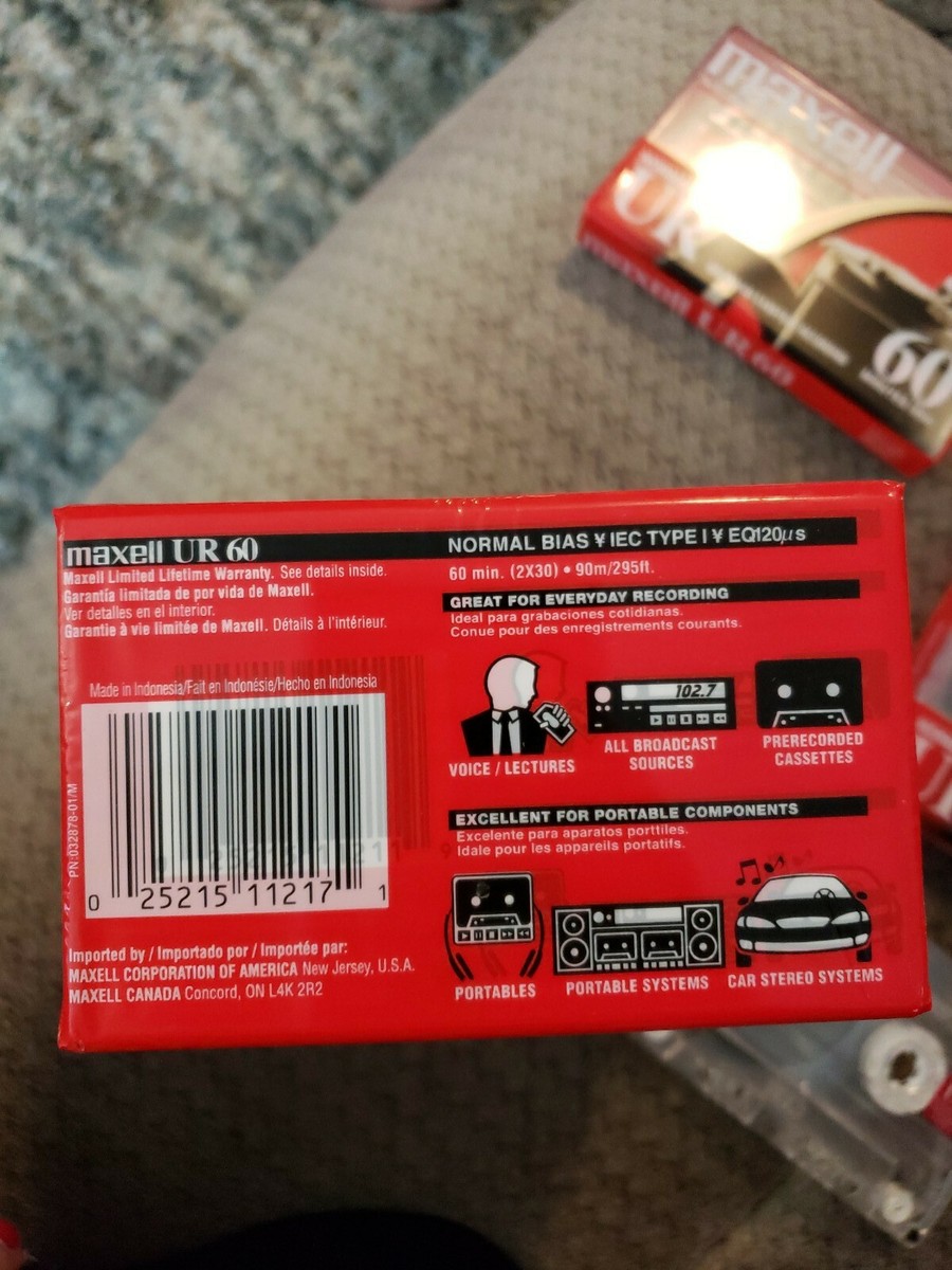 Maxell UR 60 Audio Cassette Tapes 8-Pack +4 =12 Total NORMAL Bias
