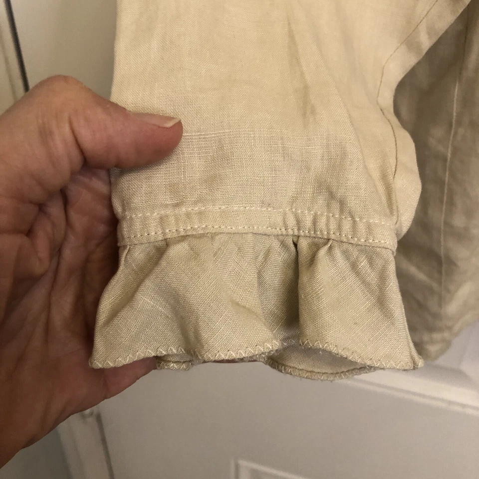 Valentino Miss V женщин назад на пуговицах желтовато-коричневый льняной расслабленный длинный оборкой манжеты рукав - Изображение 3 из 4