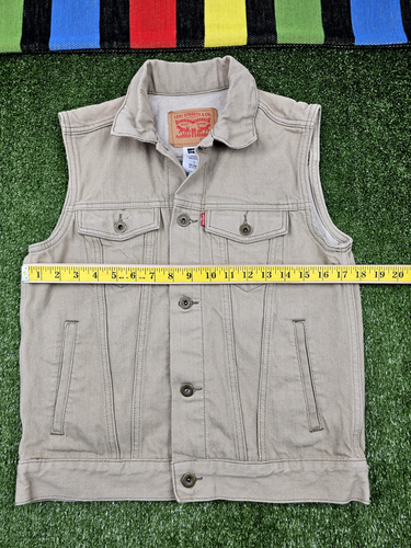 Levis boys sleeveless trucker vest jacket denim classic size L 12-13 beige - Picture 6 of 9