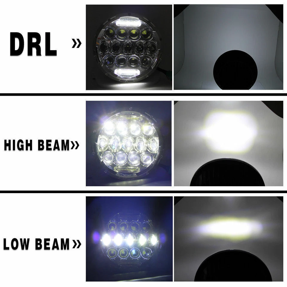 Pair 7 inch Round LED Headlights HI-Lo Beam For Freightliner Coronado 2001-2016 - Image 2 of 4