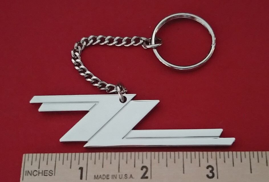 ZZ TOP Key Chain Keychain Chrome Long Version With 18 Thin Chain Links