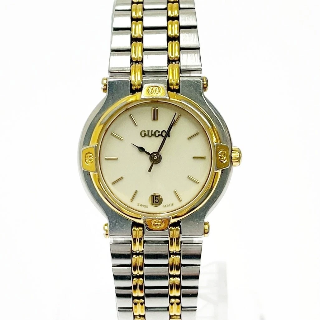 MONTRE GUCCI 9000L ARGENT BLANC DATE VINTAGE FABRIQUÉE EN SUISSE livraison rapide Japon d'occasion