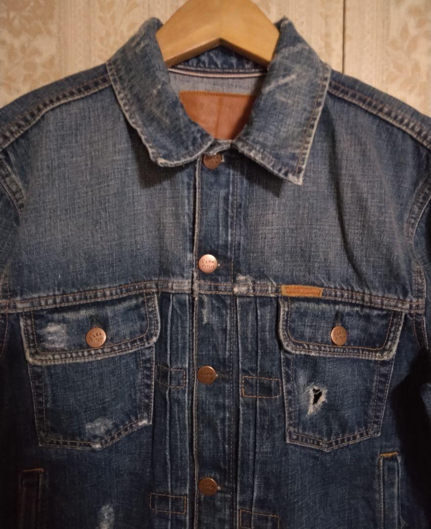 ★EZRA FITCH BLEACH CRASH DENIM JACKET★ EZRA FITCH Mens M DISTRESSED DENIM JACKET Graffiti Paint