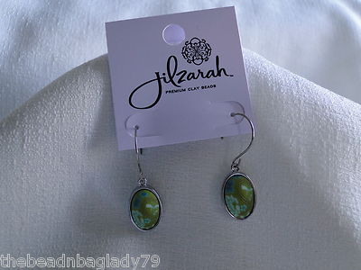NEW JILZARA Premium Clay Bead CERULEAN BLUE OVAL Hoop Earrings