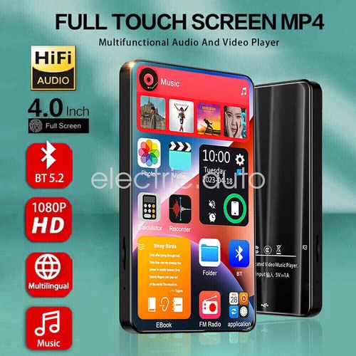 4 inch Full Touch Screen Bluetooth 5.2 Android MP3 Music MP4 Video Player 128GB