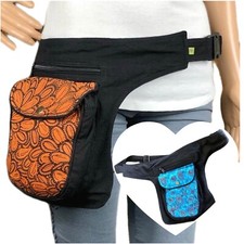 Bauchtasche Gürteltasche Sidebag Hipbag Canvas Baumwolle Bestickung 3 Fächer