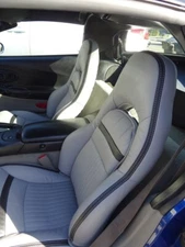 Chevy C5 Synthetic Leather Sports Seat Covers 1997-2004  Light Grey/Black Stripe