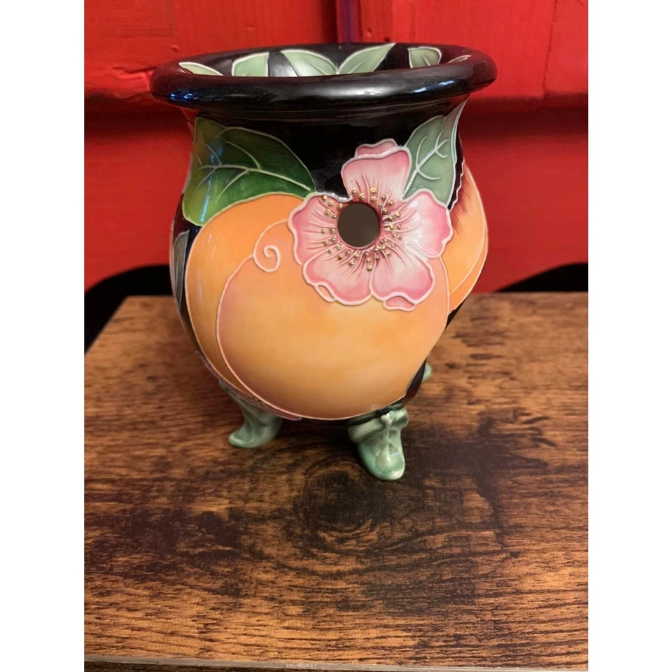 Blue Sky 2004 J McCall Cerâmica Pêssego Floral Cera Derretida Queimador Tealight Estado Perfeito. - Imagem 3 de 4