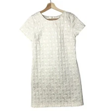 Xhilaration Cream Quilt Printed Short Sleeve Mini Dress M
