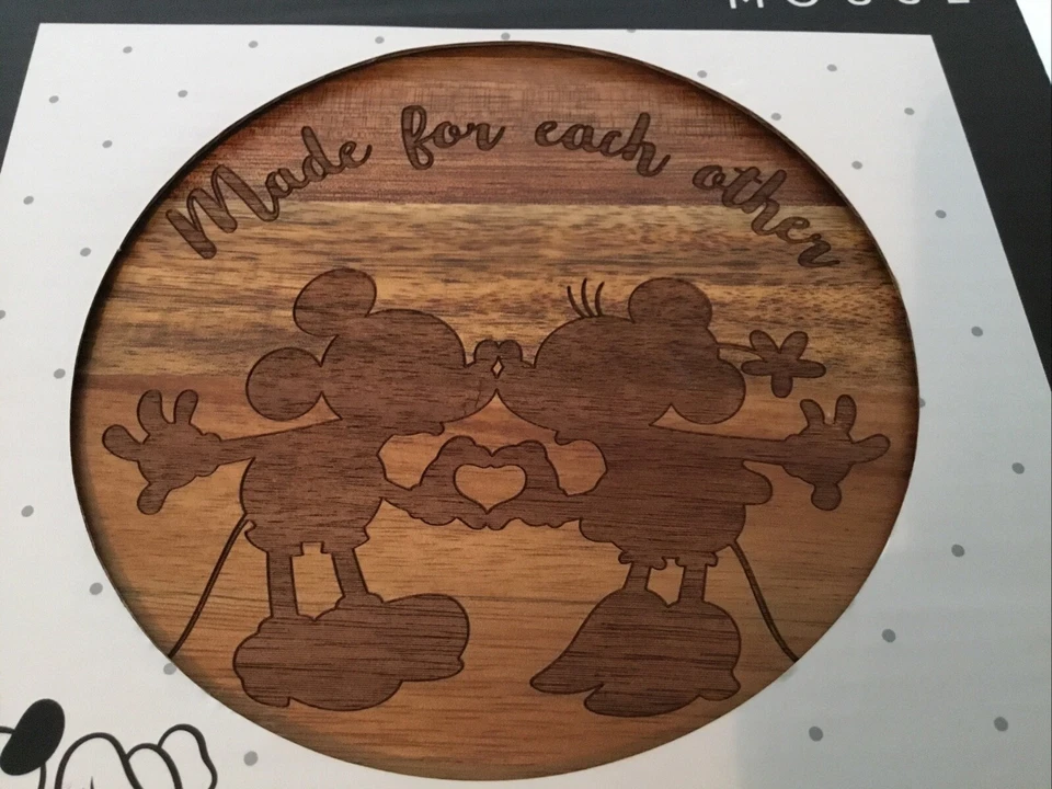 Disney Mickey and Minnie Mouse Acacia Brie Wood Cheese Board and Tool Set ~ New - Image 2 of 4
