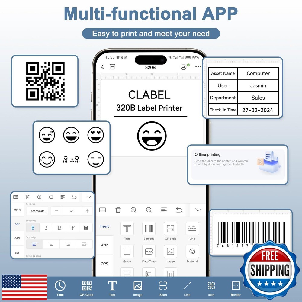 CLABEL 320B Bluetooth Thermal Barcode Label Printer for Small Business CLABEL 320B Bluetooth Thermal Barcode Label Printer for Small Business