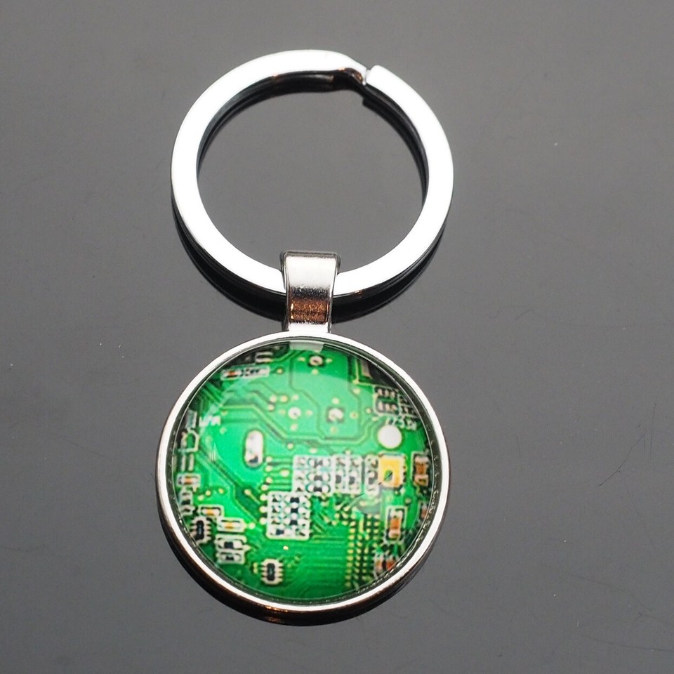 Circuit Board Computer Cybernetic CPU Chip Image Green Keychain Key ...
