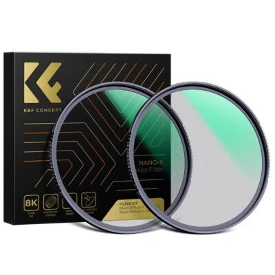 K&F Concept Lens Filter Set Black Diffusion 1/4 1/8 Black pro Mist 49mm 82mm