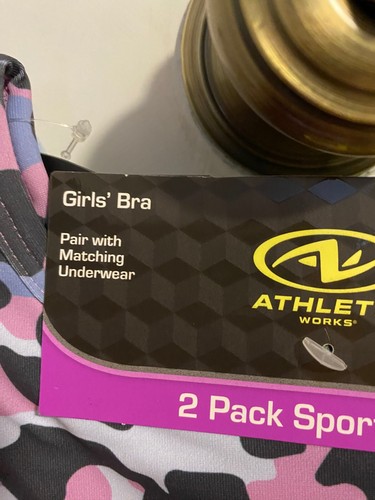 NEW GIRL'S SIZE SMALL ATHLETIC WORKS 2 PACK SPORTS BRAS BAND SIZE 30 - Picture 5 of 11