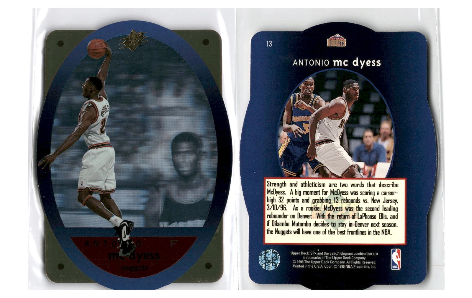1996 SPx Gold #13 Antonio McDyess - Denver Nuggets