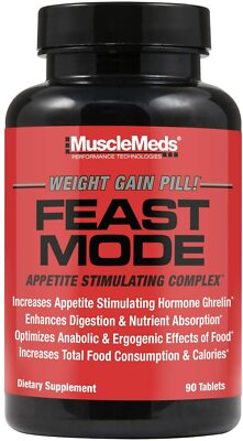 MuscleMeds Feast Mode Weight Gainer Pills Increased Appetite 90 Capsules New